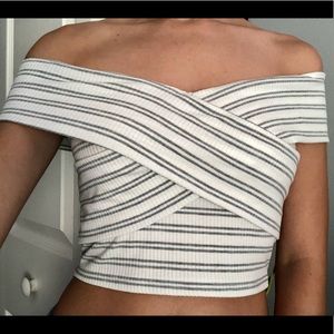 Windsor Grey and White Cropped Top